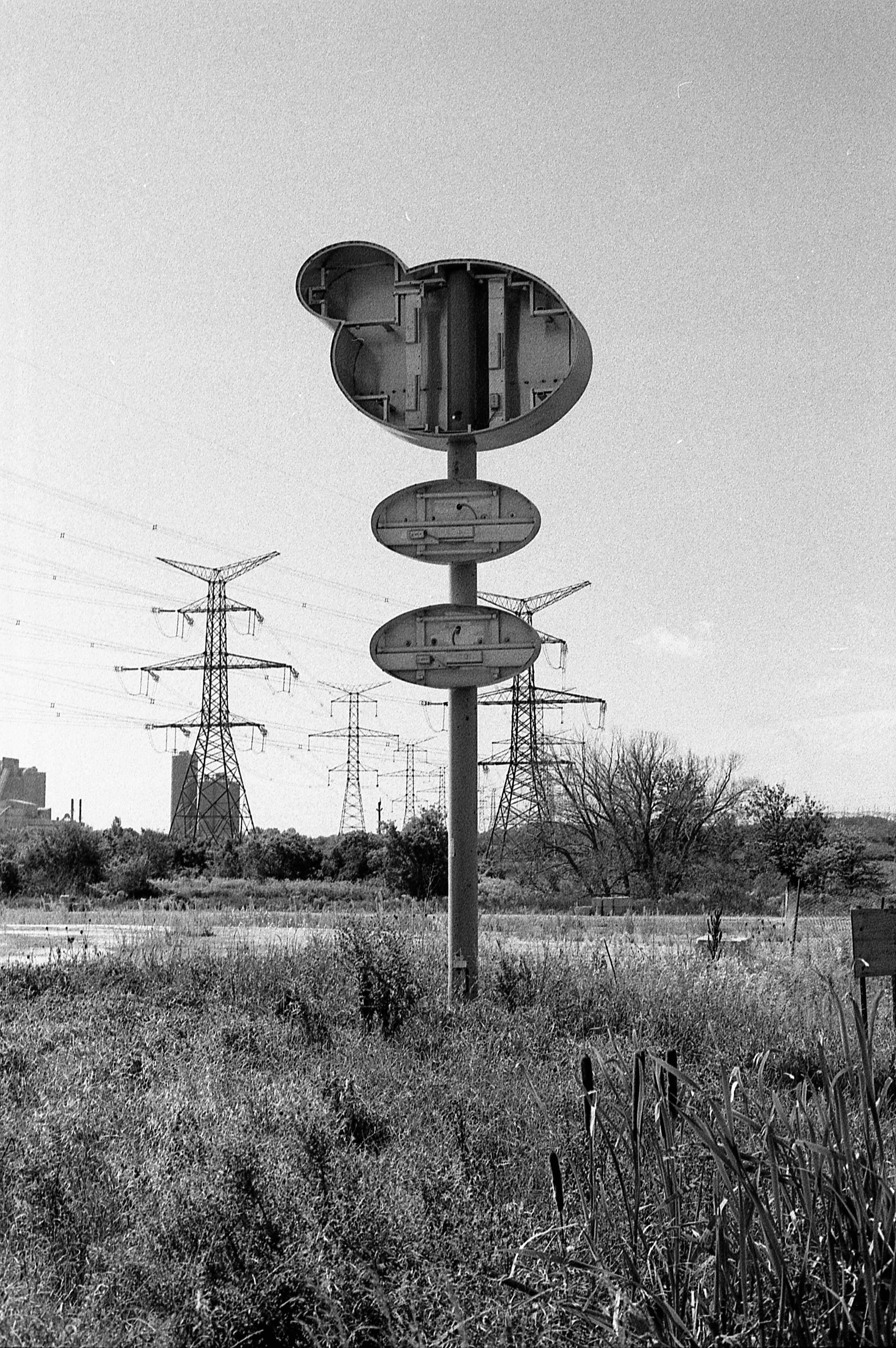 grayscale photo of street light